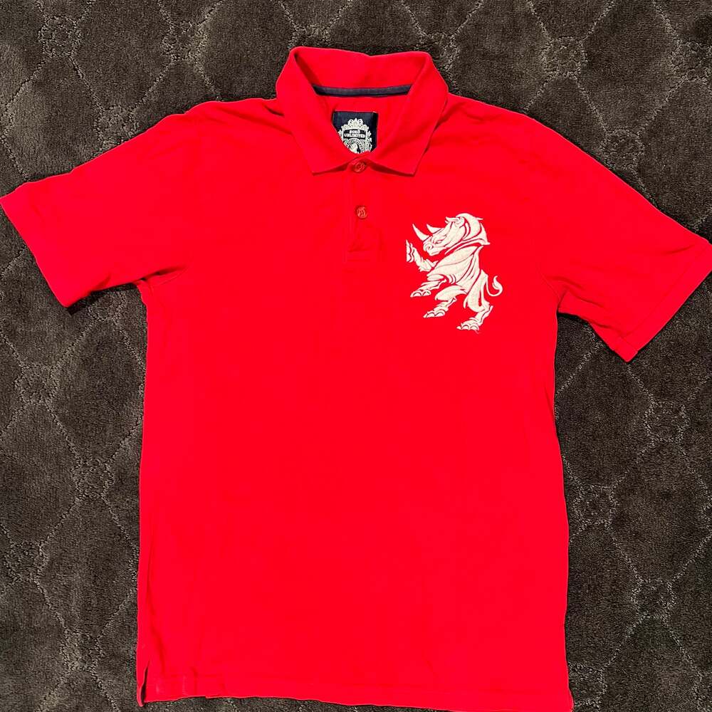Y2K Ecko Unlimited Men Polo Shirt The Royal Rhino Embroidered Logo Sz M